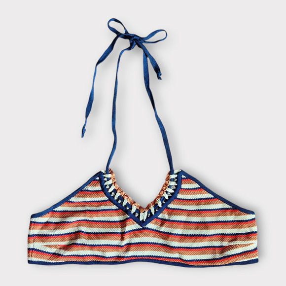 Solid & Striped/ x Re/Done The Woodstock Bikini Top Size L Crochet Halter Boho - Picture 3 of 8